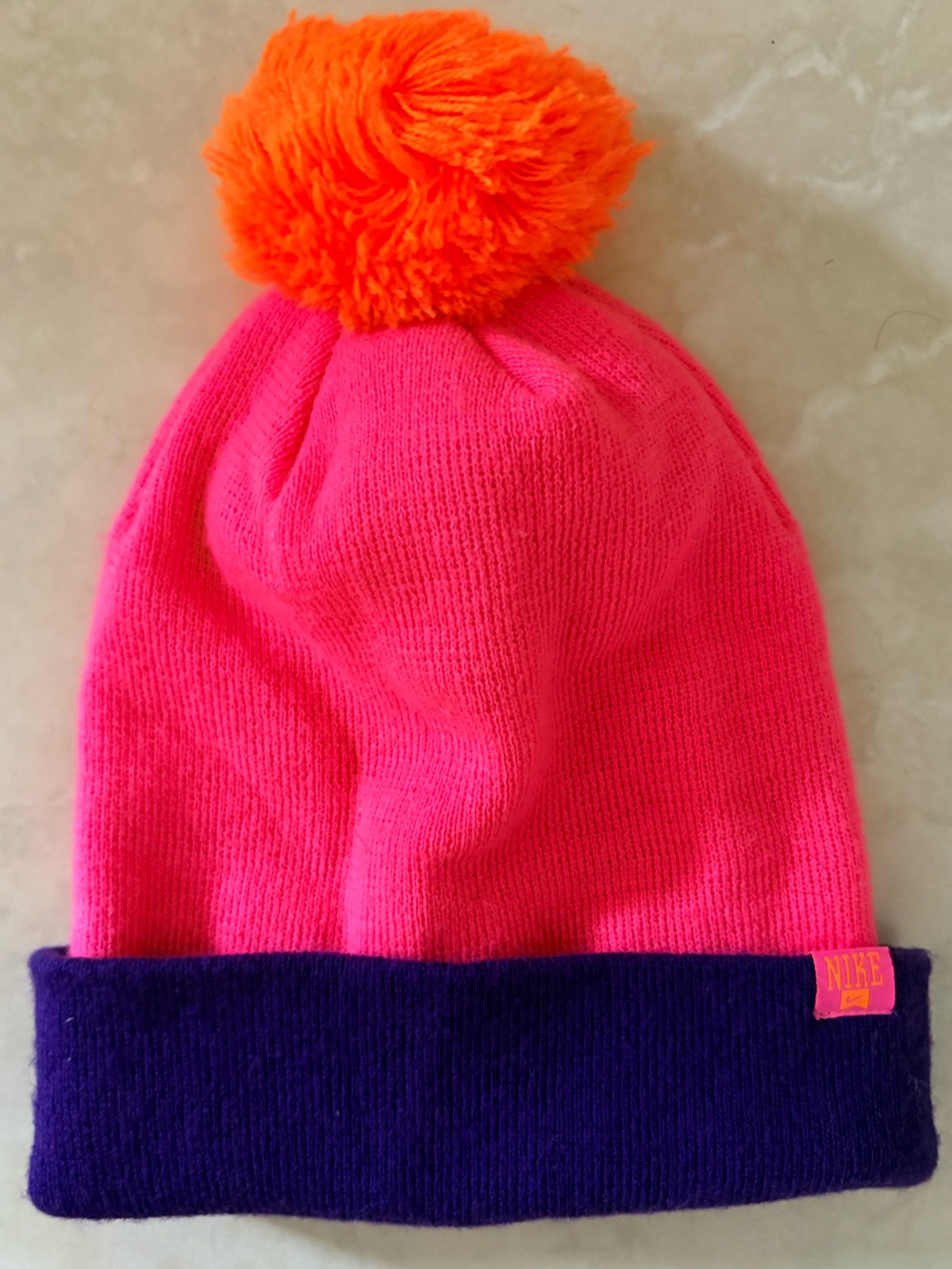 Nike Bright Pink & Purple Pom Beanie